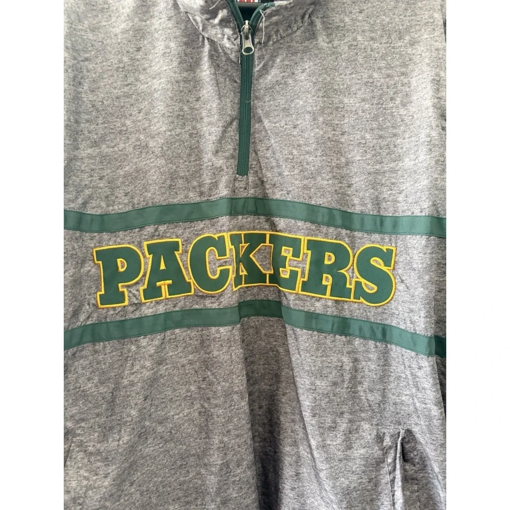 NFL Team Apparel Green Bay Packers Quarter Zip Pullover Jacket Men's Large Grey